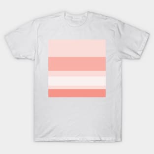 A fashionable concoction of Isabelline, Light Pink, Pale Salmon and Vivid Tangerine stripes. T-Shirt